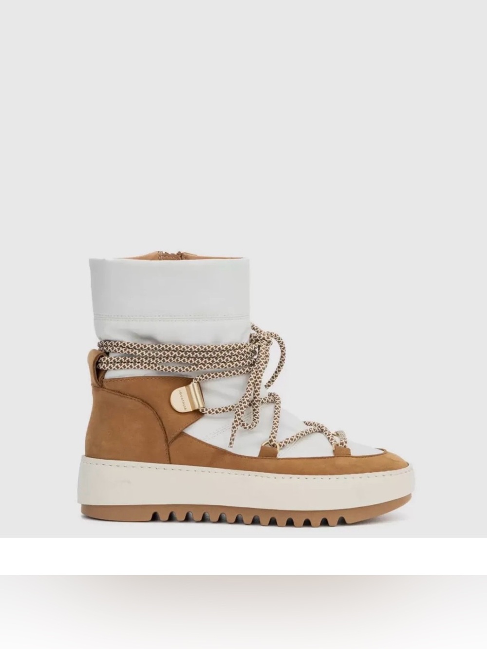 Women’s White and Tan Lace-Up Winter Boot